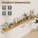Axeman 72 inch Extra Long Floating Shelves for Wall - 8'' D Live Edge Rustic Solid Elm Wood Floating Shelves Wall Mounted, Wall Shelves with Invisible Bracket for Living Room Bedroom Kitchen, Natural by CozyNest Decor
