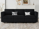 Belffin Modular Sofa Couch with Storage Seats Velvet 3 Seater Sofa for Living Room Black by CozyNest Decor