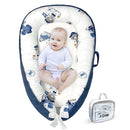 Baby Lounger - Baby Lounger for Newborn 0-24 Months, Breathable, Soft Cotton Baby Nest, Portable Infant Lounger for Home & Travel, Newborn Essentials Gift (Blue Elephant) by TinyTreasures Baby Boutique