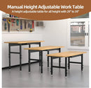 60'' Adjustable Workbench Table, Metal Tool Bench Work Bench for Garage, Large Load Capacity Workshop Table for Office,Workshop,Home, Easy Assembly by GreenHaven Gardens