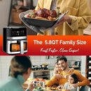 5.8QT Digital Air Fryer with Viewable Window, Adjust Temp & Timer, Air Frying, Reheat, Easy for Frozen Food, Snacks, Dinner, Large Square Basket than Round, Portable for Family & Apartment by CozyNest Decor