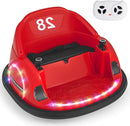 GLACER 12V Bumper Car, Electric Kids Bumper Car w/Parental Remote, 3-Speed, 360°Spin, Music, LED Light, Battery Ride on Bumper Car w/Dual Joysticks, Baby Bumper Car for Toddlers 18 Months+ (Red) by TinyTreasures Baby Boutique