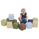 ECR4Kids SoftZone Patchwork Toddler Building Blocks, Foam Cubes, Earthtone, 12-Piece by TinyTreasures Baby Boutique