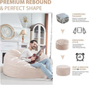 5FT Bean Bag Chair, Large Bean Bag Chairs with Memory Foam Filled, Fluffy Beanbag Sofa with Dutch Velvet Cover, Round BeanBag Chairs for Living Room, Playroom - Beige by TinyTreasures Baby Boutique