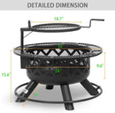BALI OUTDOORS Fire Pit with Poker, 32 inch Outdoor Fire Pit Patio, Wood Burning Firepits for Outside with Grill by GreenHaven Gardens