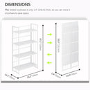 4NM No Assembly 4 Tiers Folding Bookshelf, 47.2" H Foldable Storage Shelves Vintage Bookcase Standing Racks Study Organizer Home Office - All White by CozyNest Decor
