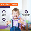Special Supplies Honey Bear Straw Cup Long Straws, Squeezable Therapy and Special Needs Assistive Drink Container, Spill Proof and Leak Resistant Lid (Pack of 1 Bottle and 3 Straws) (Blue) by TinyTreasures Baby Boutique