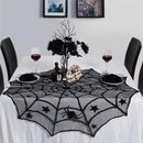 40 Inch Round Spider Web Lace Table Topper Black Halloween Spider Web Tablecloth Party Decoration by CozyNest Decor