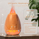 Ultrasonic Essential Oil Diffuser with Himalayan Salt Rock,Flame Diffuser with 2 Color Light,Small Aromatherapy Oil Diffuser with Auto Off Function for Home, Office,Spa,100ML,Wooden Grain by TinyTreasures Baby Boutique