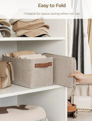 StorageWorks Narrow Storage Bins, Small Basket for Closet and Shelves, Rectangular Fabric Organizer with Handles, Toilet Paper Storage, Brown and Beige, 2-Pack by CozyNest Decor