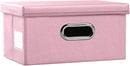 PRANDOM Collapsible Storage Box with Lid [1-Pack] Leather Fabric Foldable Storage Bin Organizer Container Basket Cube with Cover for Home Bedroom Closet Office Nursery Pink (13.6x9.6x6.9) by TinyTreasures Baby Boutique