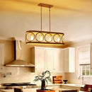 XINGQI Kitchen Island Chandelier for Dining Room Modern Farmhouse Rectangle Pendant Lighting Fixture Vintage Linear Hanging 4-Light Rustic Living Room, Antique Brushed Nickel and Wood Grain Finish by CozyNest Decor