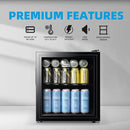 WANAI Mini Fridge Cooler 60Cans Beverage Refrigerator Glass Door Beverage Cooler for Beers Wine Juicer Adjustable Shelves LED Lights for Home, Office or Bar by CozyNest Decor