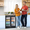 Tylza Back Bar Cooler With 2 Glass Doors, 7.2 Cu.Ft Under Counter Back Bar Refrigerator with LED Lighting, Safety Locks, Counter Height Bar Beverage Cooler for Beer, Soda Drinks, Wine, Black by CozyNest Decor