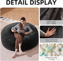 Bean Bag Chair 4Ft, Memory Foam Filled, Large Beanbag Chairs for Adults and Teens, Soft Sofa with Removable Flannel Cover, Round Couch for Living Room Bedroom College Dorm (Black, 4FT-47×47"×24") by CozyNest Decor