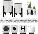 Plant Pot with Stands Set of 2, Mid Century Planters for Indoor Plants Modern Decorative Flower Pots for Balcony, Office, Living Room or Garden with Drainage Plug, 12 inch & 10 inch by CozyNest Decor