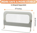 Bed Guard Rail for Toddlers - 47inch Foldable & Adjustable Height Baby Bed Safety Side Rails - Large Toddler Crib Railing Guard for Twin, Bunk, Full Size, Queen & King, Full Size Bed by TinyTreasures Baby Boutique