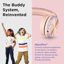LilGadgets Connect+ Pro Wired Kids Headphones for School w/Microphone, Volume & Noise Reduction Over-Ear Headset w/Cord, SharePort Technology & SoftTouch Padding, Girl Power - Headphones for Kids by TinyTreasures Baby Boutique