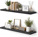 Floating Wall Shelves 2-Pack - 36-Inch Rustic Black Wooden Shelves for Storage and Décor, Easy Installation for Living Room, Bedroom, and Kitchen by CozyNest Decor