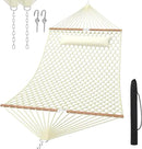 13FT Hammocks, Traditional Hand Woven Cotton Rope Hammock with Free Extension Chains for Outdoor Indoor Patio Yard 450 LSB Capacity for Two Person (Natural) by GreenHaven Gardens