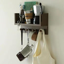 Entrance Coat Rack ，Coat Hooks, Wall-Mounted Wooden Hook Rack, Wall-Mounted Shelves are Very Suitable (Walnut Colored Finish-A) by CozyNest Decor