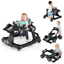 BABY JOY 4-in-1 Baby Walker, Foldable Activity Walker with Adjustable Height & Speed, Music, Lights, Anti-Rollover, Toddler Push Walker, Baby Walker with Wheels for Boys Girls 6-18 Months (Black) by TinyTreasures Baby Boutique