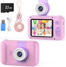 Kids Camera with 180° Flip-up Lens for Selfie & Video, HD Digital Video Cameras for Toddler with 32GB SD Card, Ideal for 3-8 Years Old Girls Boys on Birthday Christmas Party as Gift by TinyTreasures Baby Boutique