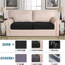 H.VERSAILTEX Super Stretch Individual Seat Cushion Covers Sofa Covers Couch Cushion Covers Slipcover Sets Thick Jacquard Textured Twill Fabric (2 Piece Large Sofa Cushion Covers, Black) by CozyNest Decor
