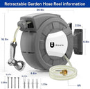 Retractable Garden Hose Reel,1/2 in x 50 ft Wall Mounted Hose Reel,10-Pattern Spray Nozzle, Any Length Lock/Slow Return System/Wall Mounted/180°Swivel Bracket by GreenHaven Gardens