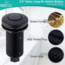 BESTILL Garbage Disposal Sink Top Air Switch Kit with Single Outlet, Matte Black 3.6" Long Push Button with Brass Cover, UL Listed, Compatible with all Garbage Disposals by CozyNest Decor