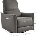 CHITA Power Recliner Chair Swivel Glider, FSC Certified Upholstered Faux Leather Living Room Nursery Reclining Sofa Chair with Lumbar Support, Charcoal by CozyNest Decor