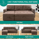 Naomi Home Transform Any Space: Sleeper Sectional Sofa with Convertible Sofa Bed & Inviting Chaise. Find Tranquil Comfort with Stress-Relieving Design & Durable Cushions - Mocha/Velvet by CozyNest Decor