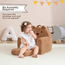 Toddler Chair,Sherpa Bear Kids Chair,Toddler Couch Fold Out,Children Reading Chair,Flip Out Kids Couch,Toddler Sofa Convertible for Age 1-3(Brown Bear) by TinyTreasures Baby Boutique