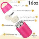 Soup Thermo for Hot Food Kids 16oz Insulated Food Jar Leakproof Thermo Lunch Container for Kids Wide-Mouth Stainless Steel Lunch Box for School with Handle Folding Spoon(3+) by TinyTreasures Baby Boutique