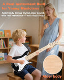 30 Inch Kids Electric Guitar Kit Beginner Complete Bundle with Smooth Fingerboard, Lightweight Design for Child, 5W Practice Amp, Gig Bag, Tuner, Strap, Cable, Picks, Extra Strings, RST-70 Black by TinyTreasures Baby Boutique
