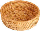 Hadewoven Round Rattan Fruit Basket Wicker Food Tray Weaving Storage Holder Dinning Room Bowl, 9 Inch Woven Bread Basket Key Bowls with 3.5”Wall for Table, Countertop (Medium 8.66") by CozyNest Decor