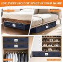 SpaceWhisper 90L Under Bed Storage Containers, 6-Pack Storage Bins with Clear Top, Foldable Closet Organizers and Storage with Label Holder for Clothing, Blankets, Comforter & Pillows(Blue) by CozyNest Decor