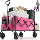 OVERMONT Collapsible Wagon with Tailgate - 220lbs Extended Lightweight Foldable Utility Wagons Folding Cart with Wheels - Small Garden Grocery Cart for Shopping,Grocery,Sports,Garden by GreenHaven Gardens