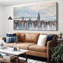Arjun Cityscape Wall Art New York City Skyline Buildings Picture Modern Abstract Grey NYC Skyline Birds City View Painting Framed Artwork for Bedroom Living Room Home Office Decor Extra Large 58"x29" by CozyNest Decor