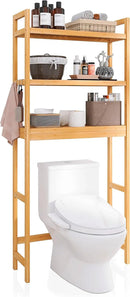 SMIBUY Bathroom Storage Shelf, Bamboo Over-The-Toilet Organizer Rack, Freestanding Toilet Space Saver with 3-Tier Adjustable Shelves (Natural) by CozyNest Decor