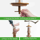 Vivace Hanging Bird Feeders, Easy to Fill 12" Tube Metal Bird Feeder for Outdoors, 4 Ports, with S Hook by CozyNest Decor