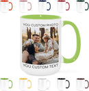 Custom Mug Upload Your Picture Personalized Coffee Mug with Photo Text Name Customized Cup Unique Ideas Gifts for Men Women Mom Dad Girlfriend Boyfriend Friend Family (Green, 15oz) by TinyTreasures Baby Boutique