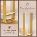 Huuger 47.2 Inch Entryway Table with Marble Top, 2-Tier Modern Console Sofa Table with Storage, Accent Table, for Entry, Hallway, Entrance, Foyer, T-Shaped Metal Frame, White Marble & Gold by CozyNest Decor