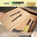 Stackable Bamboo Drawer Organizer Set – 2 Boxes with 1 Lid | Wood-Laminated Trays for Kitchen Utensils, Silverware & Flatware – Fits Cabinets, Pantry, Bathroom & Office | 14.6"x10.2" (2-Pack) by CozyNest Decor