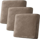 H.VERSAILTEX Velvet Stretch Couch Cushion Cover Plush Cushion Slipcover for Chair Loveseat Sofa Cushion Furniture Protector Seat Cushion Sofa Cover (3 Piece XL Sofa Cushion Covers, Mocha) by CozyNest Decor