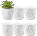 FaithLand 6-Pack 6-Inch Plastic Plant Pots with Saucers | Thickened PP Material, Modern Wave Texture, Enhanced Drainage for Indoor/Outdoor Garden Plants | White Value Set by GreenHaven Gardens