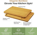 Wood Cutting Board for Kitchen - Reversible Bamboo Cutting Boards Gift Set of 3 with Juice Groove, Wooden Chopping Board for Meat, Fruit, Vegetables & Cheese (Pre Oiled, Natural) by GreenHaven Gardens