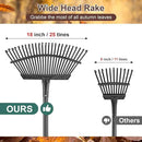 Metal Garden Rake, 5FT Rake for Leaves Lawns, 25 Metal Tines 18 inch Wide with Adjustable Handle Heavy Duty Yard Leaf Rakes for Gardening by GreenHaven Gardens
