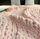 Chunky Knit Blanket Throw 40"x60", Chenille Throw Blankets, Handmade Warm & Cozy Blanket Couch Bed Home Decor, Soft Breathable Fleece Banket, Christmas for Couch Bed Sofa Best Gift (Pink) by CozyNest Decor