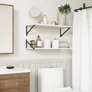 Fun Memories 27.5" W x10 D Floating Shelves, White Wall Shelf with Brackets, 10 Inch Deep Floating Shelf Set of 2, Large Storage Kitchen Living Room Bathroom Shelves, Wood Wall Mounted Shelf by CozyNest Decor